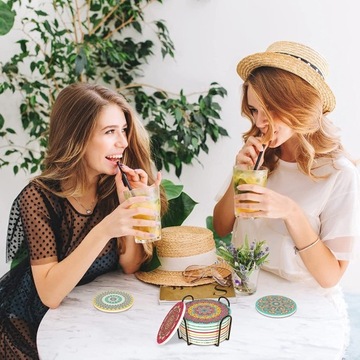 НАБОР КЕРАМИЧЕСКИХ ПРОБКОВЫХ ПОДДЕРЖОК ДЛЯ КОФЕ MANDALA 8 ШТ.