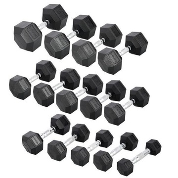 Гантель стальная прорезиненная Hex Pro, 16 кг.