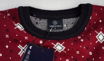 Męski sweter świąteczny w renifery i gwiazdki czerwono biały Trikko 3XL