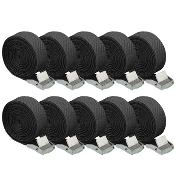 10x MOCNE PASKI KĄTAJĄCE Z REGULOWANĄ ZAMKNIĘCIAMI 25 MM x 2,5 M CZARNE