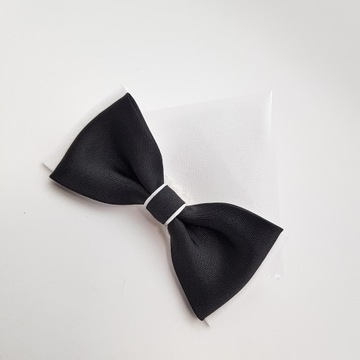 KOMUNIJNA MUSZKA CZARNO BIAŁA MUCHA Z POSZETKĄ