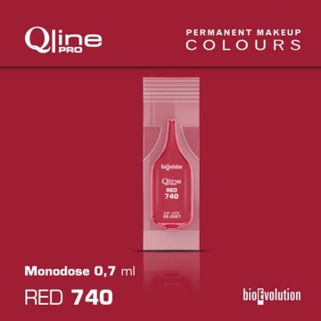 RED 740 - czerwony pigment QLINE PRO do makijażu permanentnego ust MONODOSA