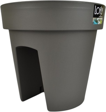 Балконный цветочный горшок для балюстрады круглый LOFLY Grey DLOFR250 балюстрада