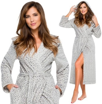 DŁUGI CIEPŁY PUCHOWY DAMSKI SZLAFROK PODOMKA M