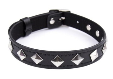 CHOKER SKÓRA ĆWIEKI STAL GOTH
