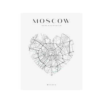 Plakat Mapa miasta Rosja Stolica Moskwa serce 21X29,7 cm