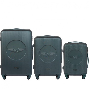 Zestaw/komplet 3 walizek Wings SWALLOW: L, M, S, DARK GREEN/ CIEMNO ZIELONE