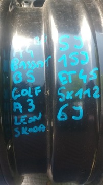 4× DISK OCELOVÝ VOLKSWAGEN OE OCELOVÉ 6.0" X 15" 5X112 ET -55