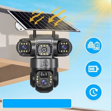 KAMERA SOLARNA WIFI ZEWNĘTRZNA TRZY OBIEKTYWY HD 3X3MP OBROTOWA HEELLY