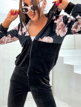 ВЕЛУРОВЫЙ СПОРТИВНЫЙ КОМПЛЕКТ С ЦВЕТАМИ БРЮКИ СВИТШОТ РАЗМЕРЫ ЦВЕТА