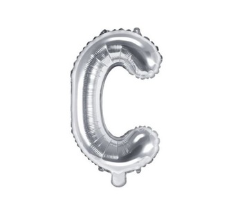 Balon foliowy srebrny litera C 35cm