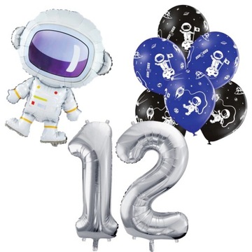 ZESTAW KOSMOS KOSMONAUTA balony na 12 URODZINY