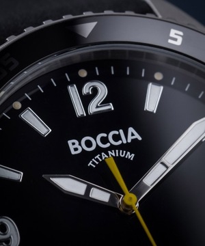 Zegarek męski Boccia Titanium Skórzany czarny pasek