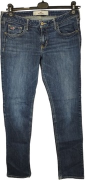 HOLLISTER Jeansowe SPODNIE PROSTE Niebieski denim W30 L33