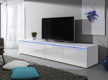 Szafka RTV 200cm Biały / Biały połysk KARO 11LP
