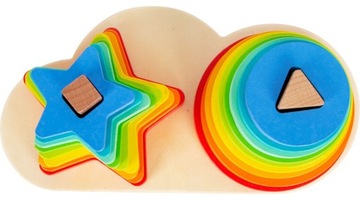2 РАДУЖНЫЕ ПИРАМИДЫ, деревянные ФОРМЫ, 19 деталей.