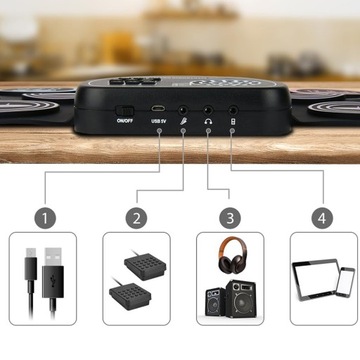 ПОРТАТИВНЫЙ ЭЛЕКТРОННЫЙ СИЛИКОНОВЫЙ БАРАБАН С 9 ПОДУШКАМИ ДЛЯ ДЕТЕЙ И НАЧИНАЮЩИХ