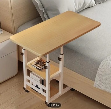 MOBILNE BIURKO PRZYŁÓŻKOWE boczne regulowane na kółkach stolik POD LAPTOP