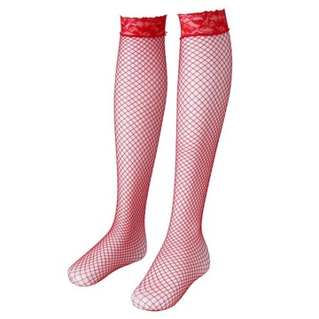 Dámsky sieťovaný pančuchový tovar Stehenné pančuchy Dámske čipkované dlhé ponožky Lady Red
