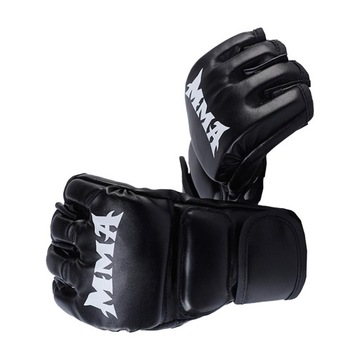 Rękawice Mma, rękawice treningowe do walki półpalcowej, otwarte dłonie, czarne do kickboxingu