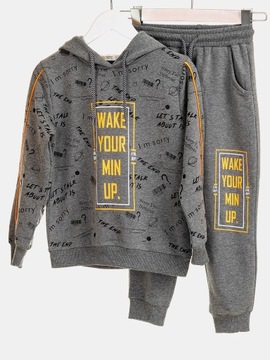 KOMPLET DRESOWY CHŁOPIĘCY DRES szary 116-122