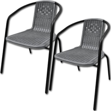 2x FOTELE OGRODOWE KRZESŁA DO OGRODU TARASU ZESTAW MEBLE TECHNORATTAN SZARE