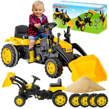 ОГРОМНЫЙ ТРАКТОР-ЭКСКАВАТОР С ПЕДАЛАМИ, ВЕЛОСИПЕД, подвижное ведро, подарок для мальчика