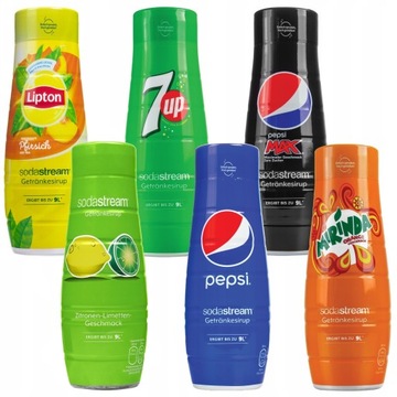 6x SYROP SODASTREAM PEPSI MIRINDA 7UP LIPTON KONCENTRATY DO SATURATORA