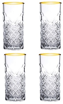 PASABAHCE KOMPLET 4 WYSOKICH SZKLANEK GOLD 450ML