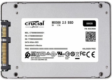 Твердотельный накопитель CRUCIAL MX500 емкостью 500 ГБ