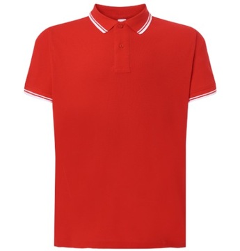 POLO MĘSKIE JHK 210 CONTRAST CZERWONO/BIAŁA S