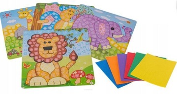 Альбом для вырезок из пенопласта Мозаика Животные Зоопарк 3+ Блестящий малыш Аскато