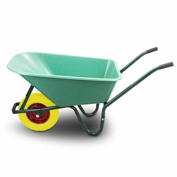 Тачка для сада и строительства, одноколесная, PU, ​​100 л, 250 кг, чаша из ПВХ, желтое колесо