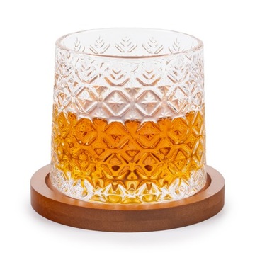 BUJAJĄCA Szklanka DO WHISKY KONIAKU GINU ALKOHOLU z Podstawką do Obracania