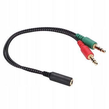 2-w-1 3.5mm Podwójne Słuchawki Mikrofon Kabel