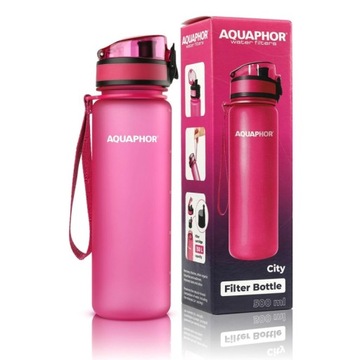 Butelka filtrująca WODĘ BIDON Filtr Aquaphor BUTELKA City RÓŻOWA 0,5L