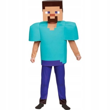 MINECRAFT STEVE KOSTIUM STRÓJ PRZEBRANIE NA BAL R.S 110/116 + KARTY GRATIS