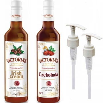 Syrop barmański Victoria do kawy i drink Irish i Czekolada + Dozownik 2 szt