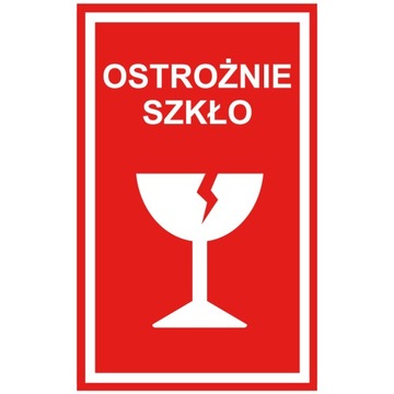 ETYKIETY NAKLEJKI UWAGA OSTROŻNIE SZKŁO 1000 SZT.
