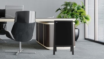 Доска для мела ЧЕРНАЯ рамка, подставка 100х60см