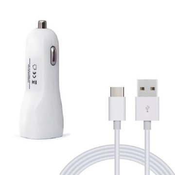 ŁADOWARKA SAMOCHODOWA USB 5V / 2,1A UNIWERSALNA + KABEL USB -> USB C 1m