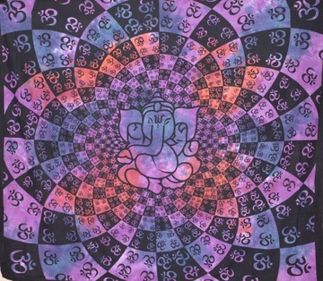 Indyjska NARZUTA XXL batik orient GANESHA bawełna etno boho