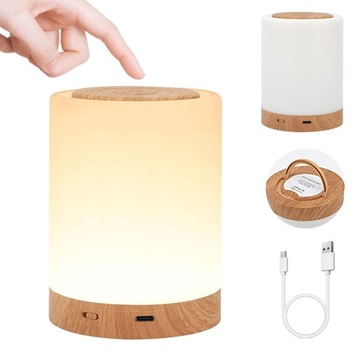 LAMPKA NOCNA LED DOTYKOWA ŚCIEMNIANA BEZPRZEWODOWA ŁADOWANA 10 KOLORÓW USB