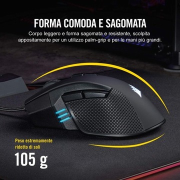 Corsair Elgato Ironclaw Mysz gamingowa RGB FPS / MOBA 18 000 DPI LED RGB