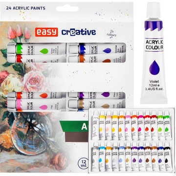 Farby Akrylowe Easy Creative 24 kol. 12ml