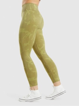 СПОРТИВНЫЕ ЛЕГГИНГИ GYMSHARK ДЛИННЫЕ ЗЕЛЕНЫЕ С УЗОРОМ S 0Z3E2_A*