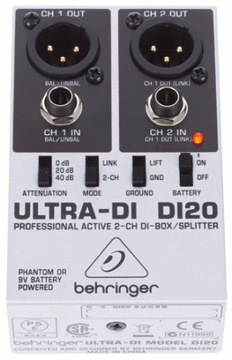 Behringer DI20 DI-Box активный 2-канальный со сплиттером