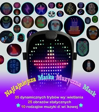 СВЕТОДИОДНАЯ ЦИФРОВАЯ МАСКА МУЗЫКА 60 ДИЗАЙНОВ МУЗЫКАЛЬНАЯ МАСКА ПЛАТЬЕ ДЛЯ ВЕЧЕРИНКИ