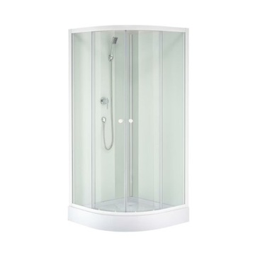 KABINA PRYSZNICOWA WOLNOSTOJĄCA 80x80x200 BIAŁA CZTEROŚCIENNA PÓŁOKRĄGŁA