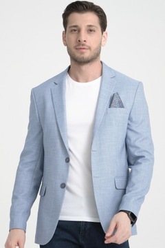Marynarka męska wizytowa elegancka casualowa biznesowa niebieska slim 56